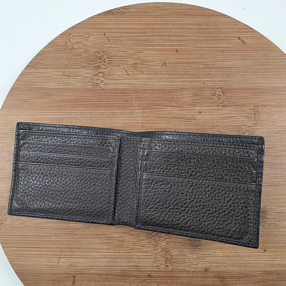 Cole Haan Wallet Mens One Size Black Leather Bifold Card Case Logo Minimalist